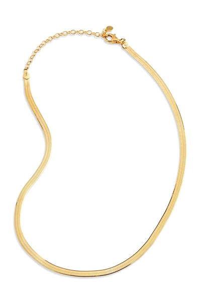 Savvy Cie 18k Gold Vermeil Sterling Silver Thin Herringbone Necklace In Yellow