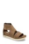 Eileen Fisher Sport Platform Sandal In Olive Nubuck Leather