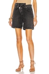 Agolde Black Denim Criss Cross Upsized Shorts In Photogram