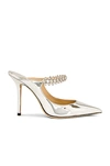 Jimmy Choo Bing Metallic Crystal-strap Pumps In Silver
