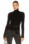 Balenciaga Logo Patch Ribbed Turtleneck Sweater In Black