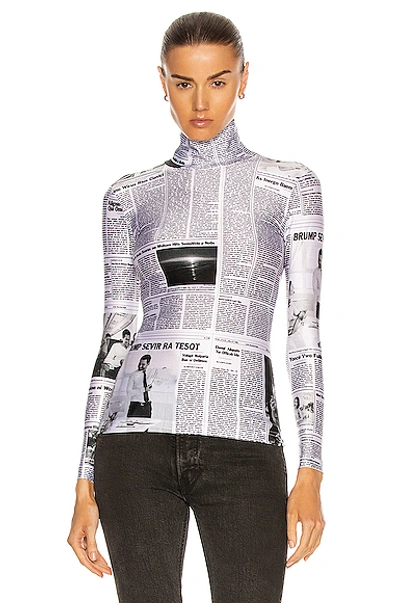 Balenciaga Long Sleeve Turtleneck Top In White & Black