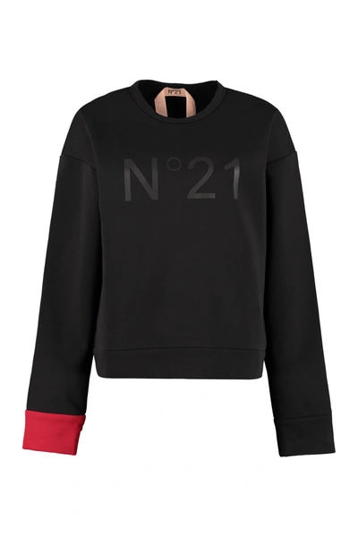 N°21 Logo Detail Cotton Sweatshirt In Black