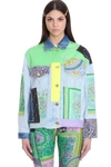 VERSACE CASUAL JACKET IN CYAN DENIM,A885161F004081D070