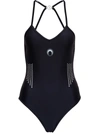 MARINE SERRE ONE-PIECE SWIMSUIT WITH LOGO,T118SS21WJERPA000200BLACK