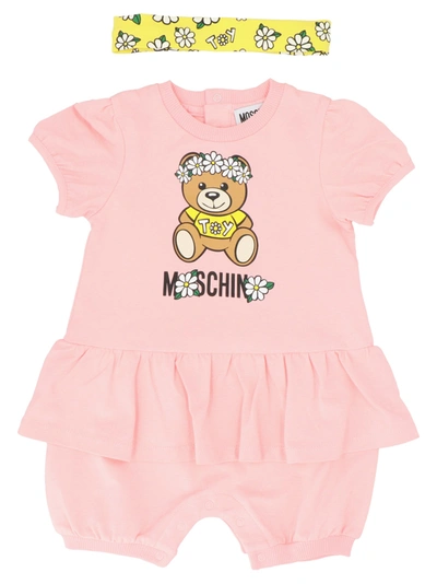 Moschino Babies' Teddy Jumsuit In Pink
