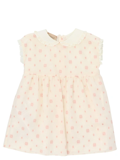 Gucci Babies' Embroidered Logo Dress In White