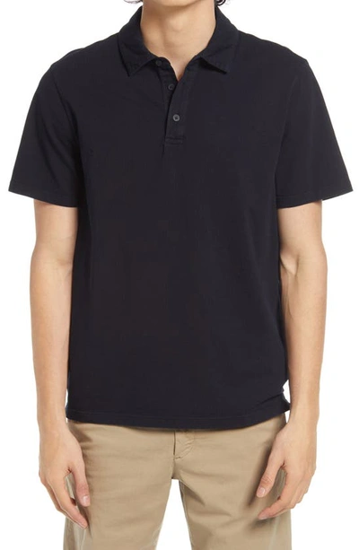 Vince Classic Fit Short Sleeve Cotton Polo Shirt In Black