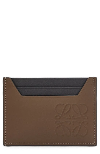 Loewe Plain Leather Card Case In Khaki Brown 6975