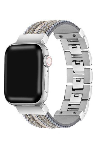 The Posh Tech Beaded Bracelet Strap For Apple Watch In Grey / Gold-42/ 44mm