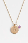 NASHELLE 14K-GOLD FILL & SEMIPRECIOUS BIRTHSTONE ZODIAC MINI DISC NECKLACE,IDN5