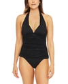 La Blanca Plus Size Ig Halter Tankini Swim Top In Black