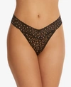 Hanky Panky Women's Cross Dyed Leopard Original Rise Thong In Black/praline