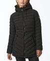 Bernardo Bernado Packable Ecoplume(tm) Hooded Walker Coat In Black