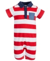 FIRST IMPRESSIONS BABY BOYS STRIPED POLO COTTON SUNSUIT, CREATED FOR MACY'S