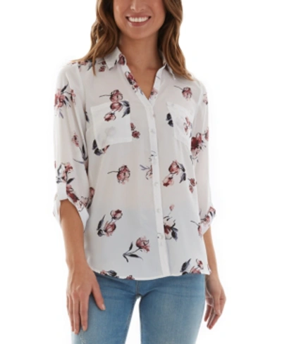 Bcx Juniors' Floral-print Collared Shirt In Floral Print