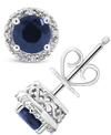 Macy's Sapphire (1-1/5 Ct. T.w.) And Diamond Accent Stud Earrings In Sterling Silver In Sapphire