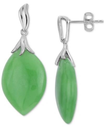 Macy's Jade Drop Earrings In Sterling Silver