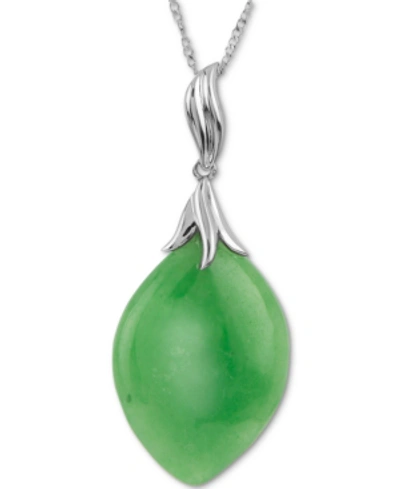 Macy's Jade 18" Pendant Necklace In Sterling Silver