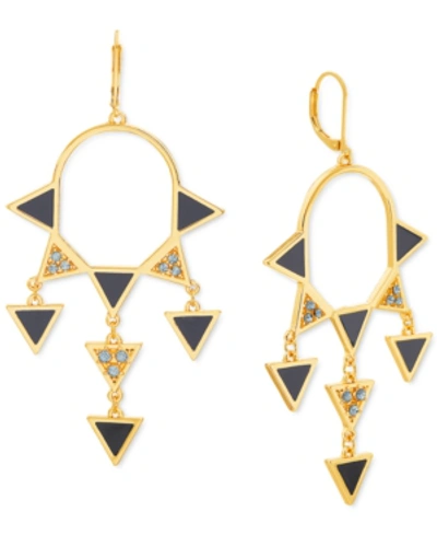 Steve Madden Gold-tone Pave Triangle-decorated Statement Earrings