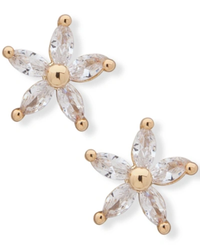 Lonna & Lilly Gold-tone Cubic Zirconia Flower Stud Earrings In Crystal