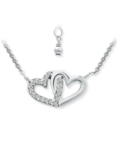 Giani Bernini Cubic Zirconia Intertwined Hearts 16" Pendant Necklace, Created For Macy's In White