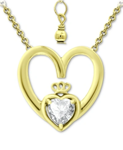 Giani Bernini Cubic Zirconia Claddagh Heart 16" Pendant Necklace, Created For Macy's In Gold