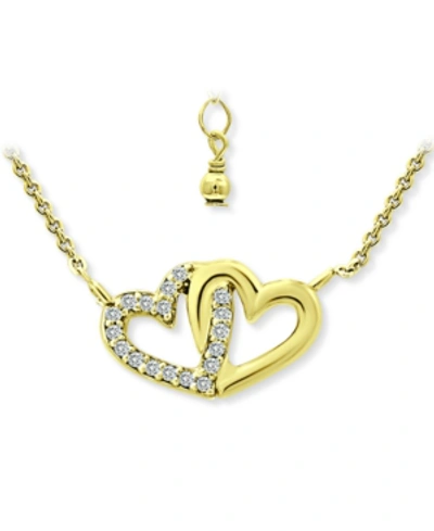 Giani Bernini Cubic Zirconia Intertwined Hearts 16" Pendant Necklace, Created For Macy's In Gold