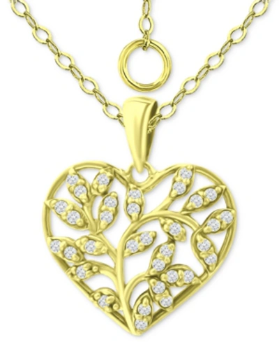 Giani Bernini Cubic Zirconia Heart 16" Pendant Necklace, Created For Macy's In Gold