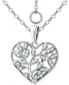 Giani Bernini Cubic Zirconia Heart 16" Pendant Necklace, Created For Macy's In White
