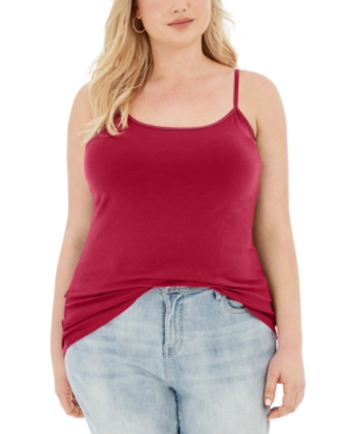 Aveto Trendy Plus Size Halter Tank Top In Red