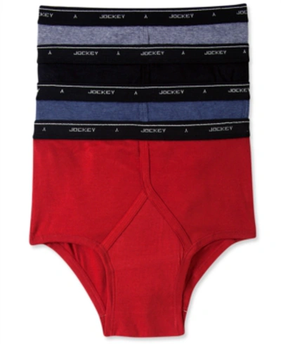 Jockey Men's Classic Collection Full-rise Briefs 4-pack Underwear In Red,black,heather Assorted