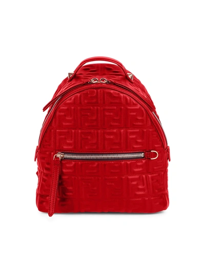 Fendi Women's Mini Ff Leather Backpack In Cardinal