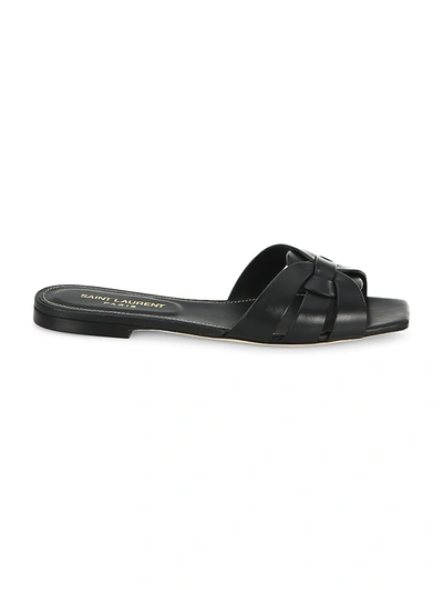 Saint Laurent Women's Tribute Leather Slides In Black 1