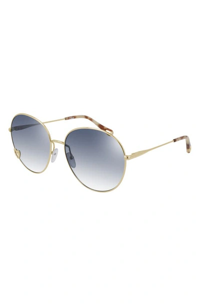 Chloé 61mm Gradient Round Sunglasses In 006 Gold