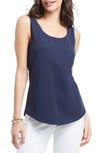 Nic + Zoe Tie Front Tech Stretch Tank In Dark Indigo