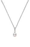 MIKIMOTO EVERYDAY ESSENTIALS AKOYA CULTURED PEARL & DIAMOND PENDANT NECKLACE,PPS 902ND W