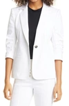 CINQ À SEPT KHLOE RUCHED SLEEVE DENIM BLAZER,ZJ219F3402Z