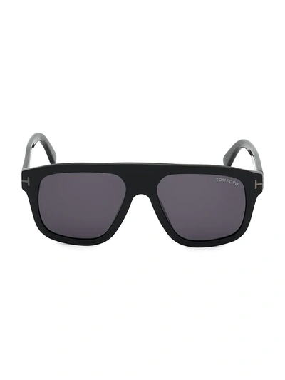 Tom Ford 56mm Plastic Sunglasses In Shiny Black Smoke Lenses