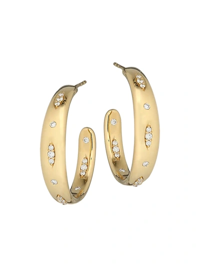 Tamara Comolli Gypsy 18k Yellow Gold & Diamond Pavé Large Hoop Earrings
