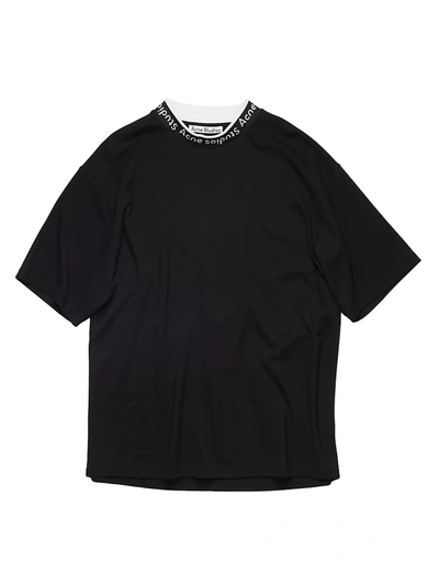 Acne Studios Logo Jacquard Ribbed Collar T-shirt In Black