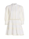 ALICE AND OLIVIA CLARK EMBROIDERED TIER MINI DRESS,400013805024