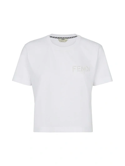 Fendi Logo Lattice T-shirt In White
