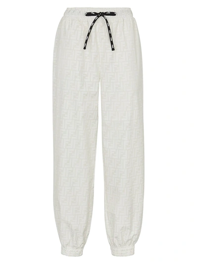 Fendi Logo Ff Joggers In Milk White