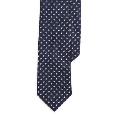 Ralph Lauren Patterned Silk Tie In Navy