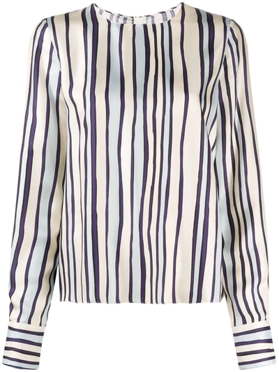 Marni Striped Silk Blouse In White