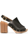 Stella Mccartney Daisy Faux Leather Platform Sandals In Black