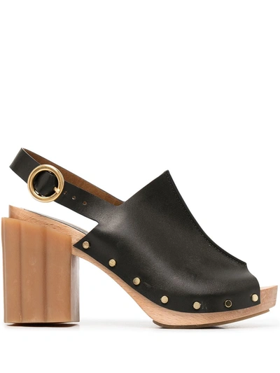Stella Mccartney Daisy Faux Leather Platform Sandals In Black