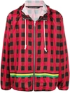 Palm Angels Check-print Hooded Jacket In Red