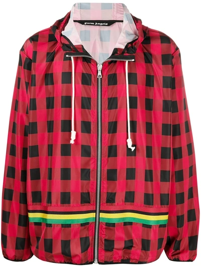 Palm Angels Check-print Hooded Jacket In Red